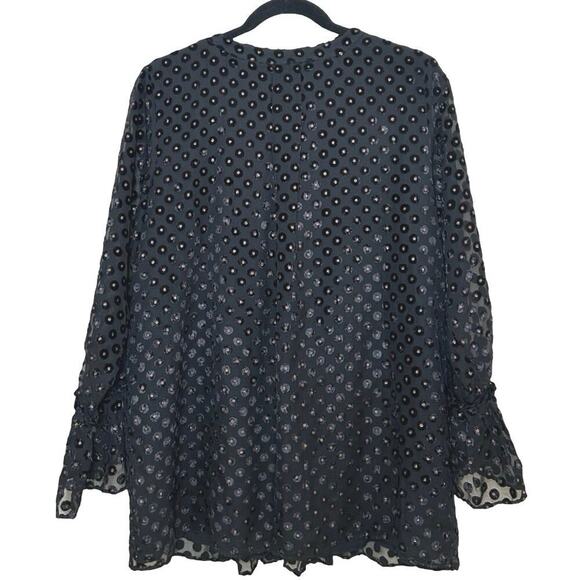 NWOT Soft Surroundings Womens Velvet Swiss Dot Blouse Black/Gold Size Large - Picture 3 of 9